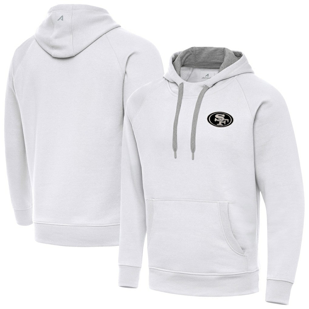 San Francisco 49ers Antigua Brushed Carbon Victory Pullover Hoodie - White - NFL