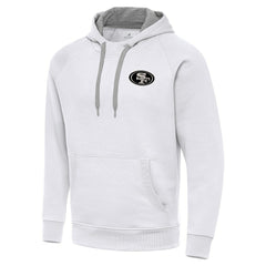 San Francisco 49ers Antigua Brushed Carbon Victory Pullover Hoodie - White - NFL