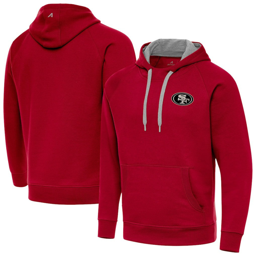San Francisco 49ers Antigua Brushed Carbon Victory Pullover Hoodie - Scarlet - NFL