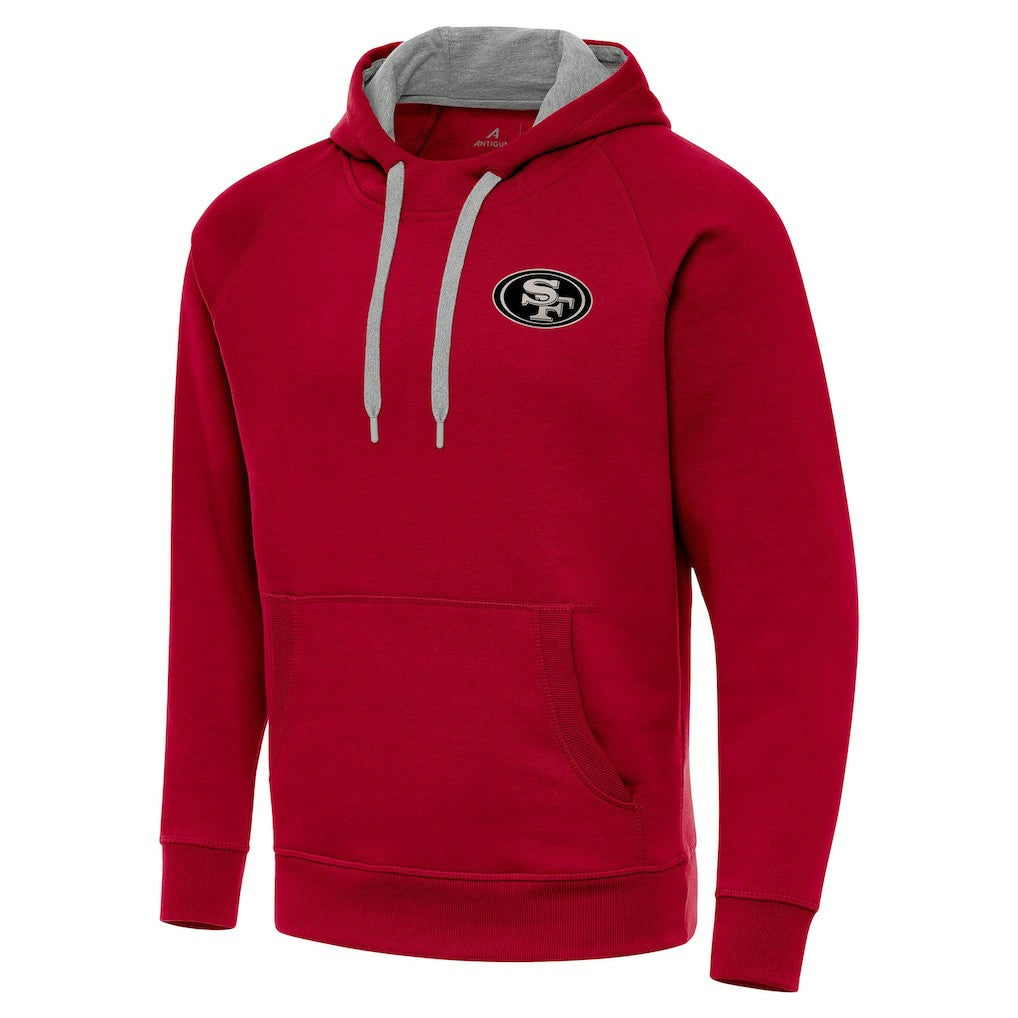 San Francisco 49ers Antigua Brushed Carbon Victory Pullover Hoodie - Scarlet - NFL