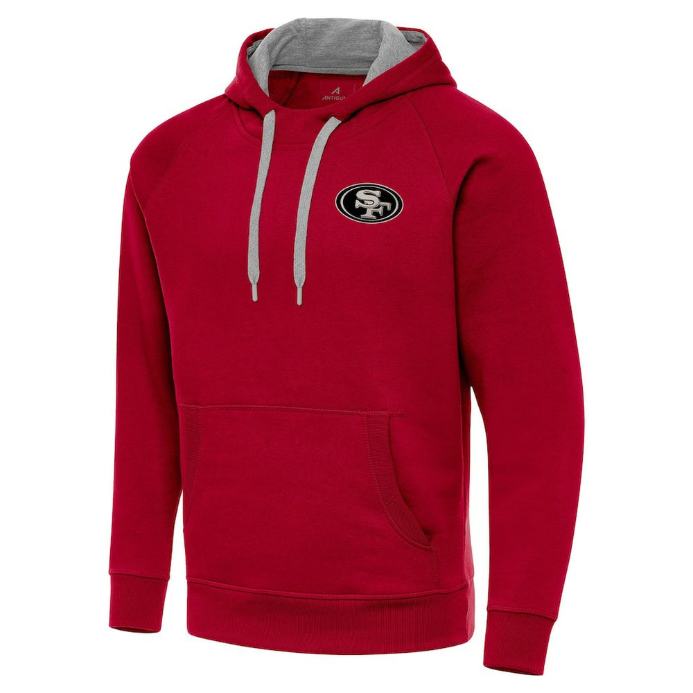San Francisco 49ers Antigua Brushed Carbon Victory Pullover Hoodie - Scarlet - NFL