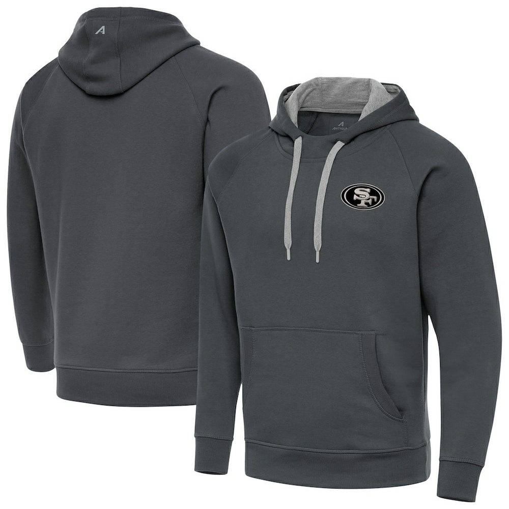San Francisco 49ers Antigua Brushed Carbon Victory Pullover Hoodie - Charcoal - NFL