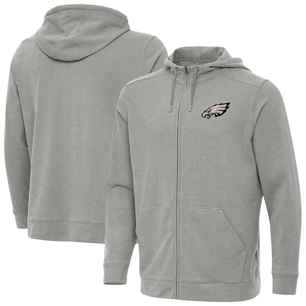 Philadelphia Eagles Antigua Effortless Full-Zip Hoodie Jacket - Heather Gray - NFL