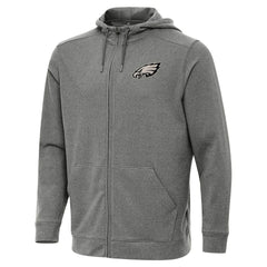 Philadelphia Eagles Antigua Effortless Full-Zip Hoodie Jacket - Heather Black - NFL