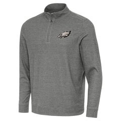 Philadelphia Eagles Antigua Subtle Quarter-Zip Sweatshirt - Heather Black - NFL