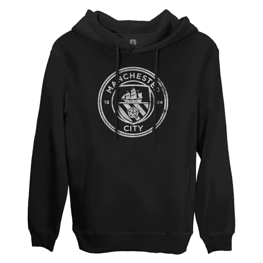Manchester City 1863FC Monochrome Badge Fleece Pullover Hoodie Black