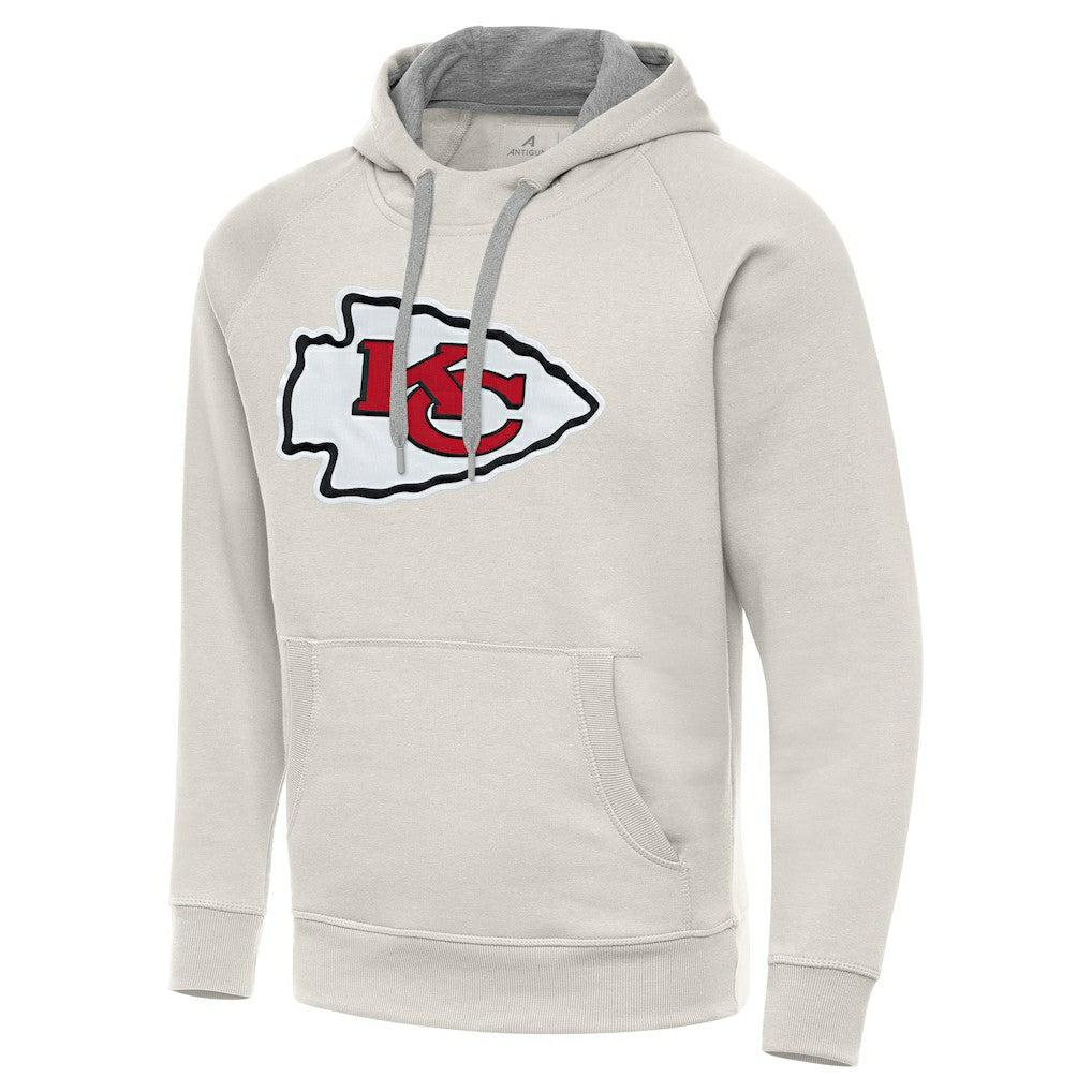 Kansas City Chiefs Antigua Victory Raglan Pullover Hoodie - Cream - NFL