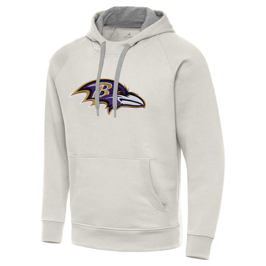 Baltimore Ravens Antigua Victory Raglan Pullover Hoodie - Cream - NFL