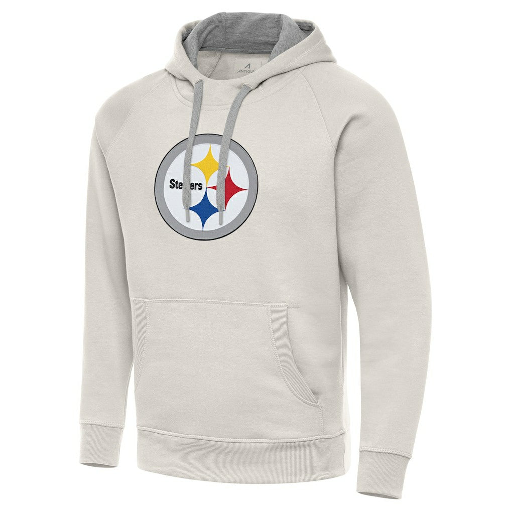 Pittsburgh Steelers Antigua Victory Raglan Pullover Hoodie - Cream - NFL