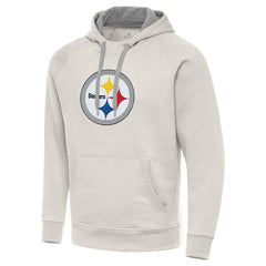 Pittsburgh Steelers Antigua Victory Raglan Pullover Hoodie - Cream - NFL