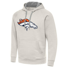 Denver Broncos Antigua Victory Raglan Pullover Hoodie - Cream - NFL