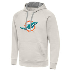 Miami Dolphins Antigua Victory Raglan Pullover Hoodie - Cream - NFL