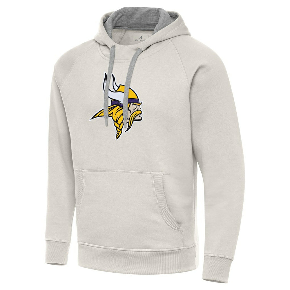 Minnesota Vikings Antigua Victory Raglan Pullover Hoodie - Cream - NFL