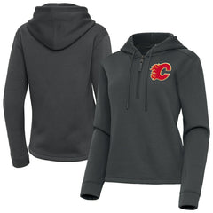 Calgary Flames Antigua Women's Contemporary Quarter-Zip Hoodie - Pewter | NHL near me