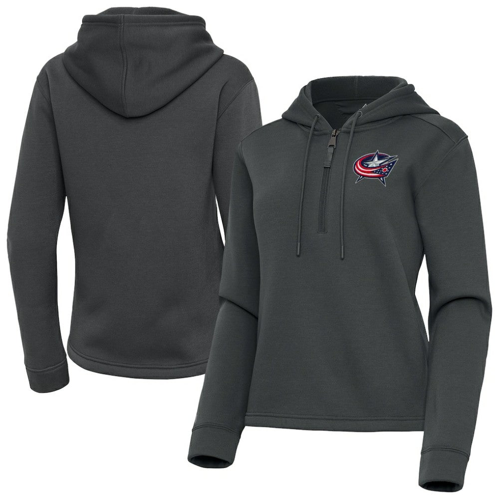 Columbus Blue Jackets Antigua Women's Contemporary Quarter-Zip Hoodie - Pewter | NHL on sale