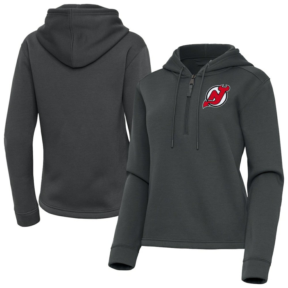New Jersey Devils Antigua Women's Contemporary Quarter-Zip Hoodie - Pewter | NHL on sale