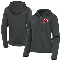 New Jersey Devils Antigua Women's Contemporary Quarter-Zip Hoodie - Pewter | NHL on sale