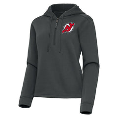 New Jersey Devils Antigua Women's Contemporary Quarter-Zip Hoodie - Pewter | NHL on sale