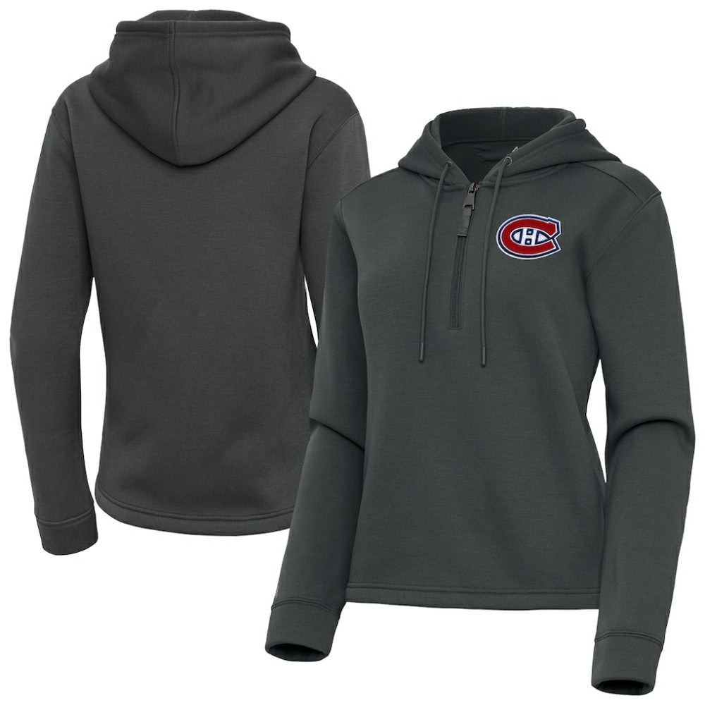 Montreal Canadiens Antigua Women's Contemporary Quarter-Zip Hoodie - Pewter | NHL sale