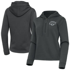 Los Angeles Kings Antigua Women's Contemporary Quarter-Zip Hoodie - Pewter | NHL Lifestyle