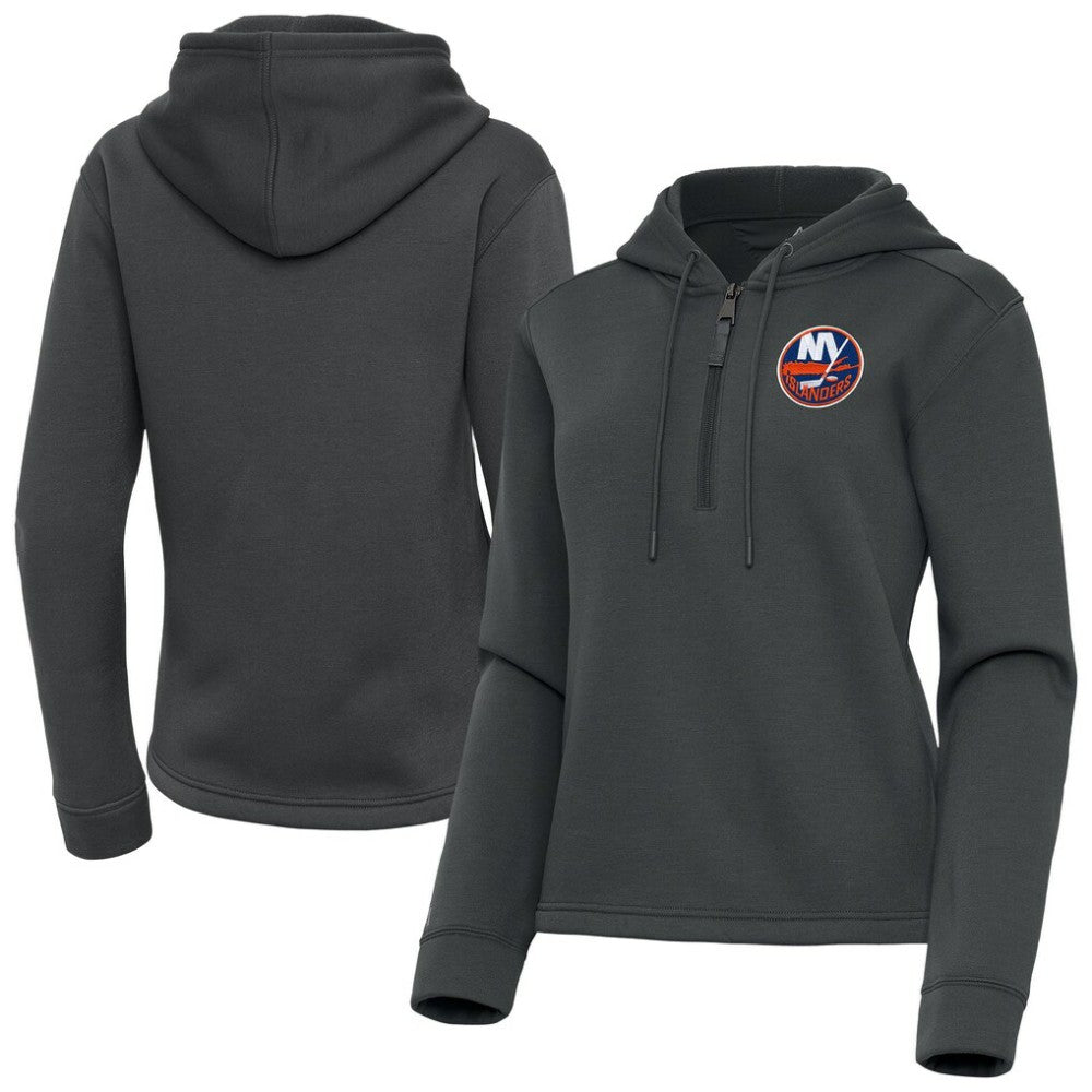 New York Islanders Antigua Women's Contemporary Quarter-Zip Hoodie - Pewter | NHL discount