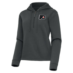 Philadelphia Flyers Antigua Women's Contemporary Quarter-Zip Hoodie - Pewter | NHL Lifestyle