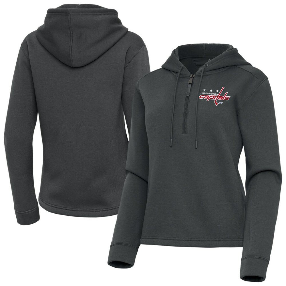 Washington Capitals Antigua Women's Contemporary Quarter-Zip Hoodie - Pewter | NHL discount