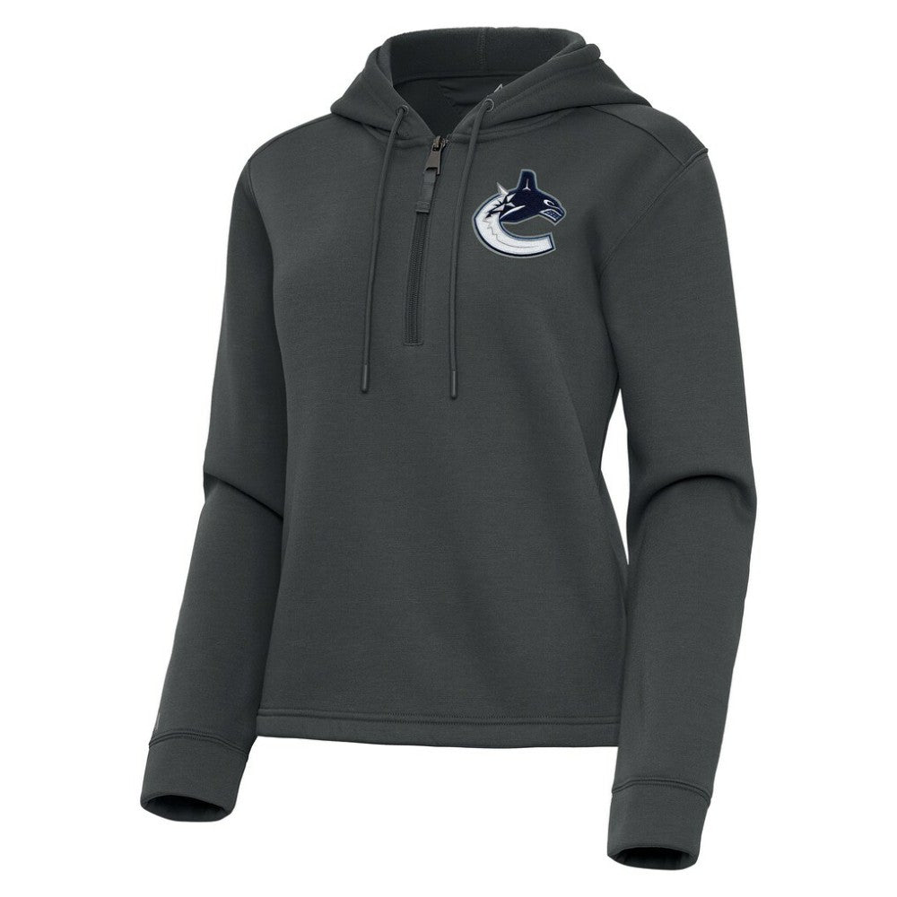 Vancouver Canucks Antigua Women's Contemporary Quarter-Zip Hoodie - Pewter | NHL online