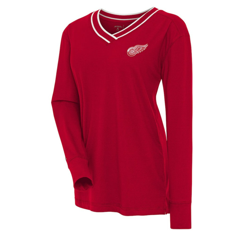 Detroit Red Wings Antigua Women's Symbolic V-Neck Long Sleeve T-Shirt - Red | NHL near me