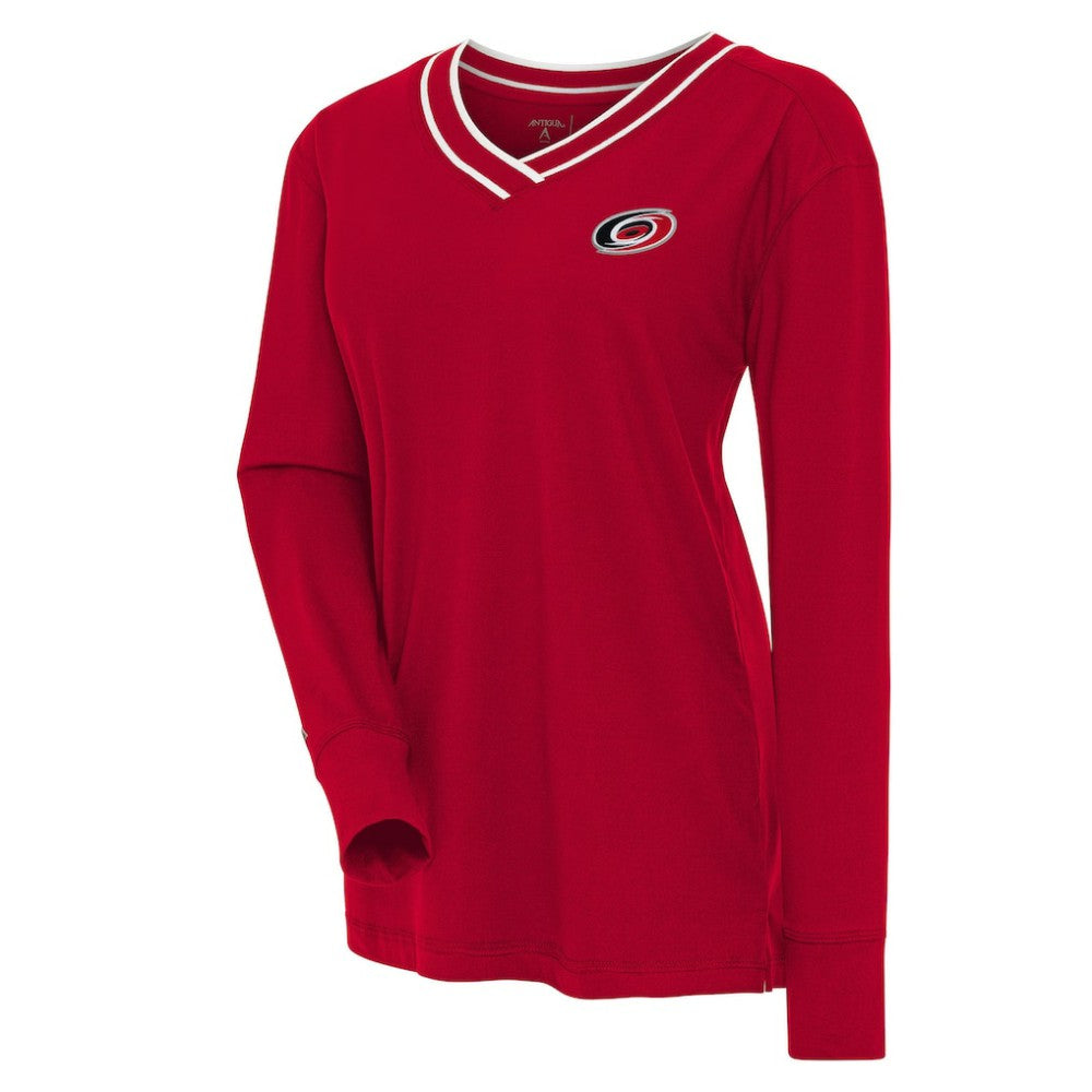 Carolina Hurricanes Antigua Women's Symbolic V-Neck Long Sleeve T-Shirt - Red | NHL Clearance