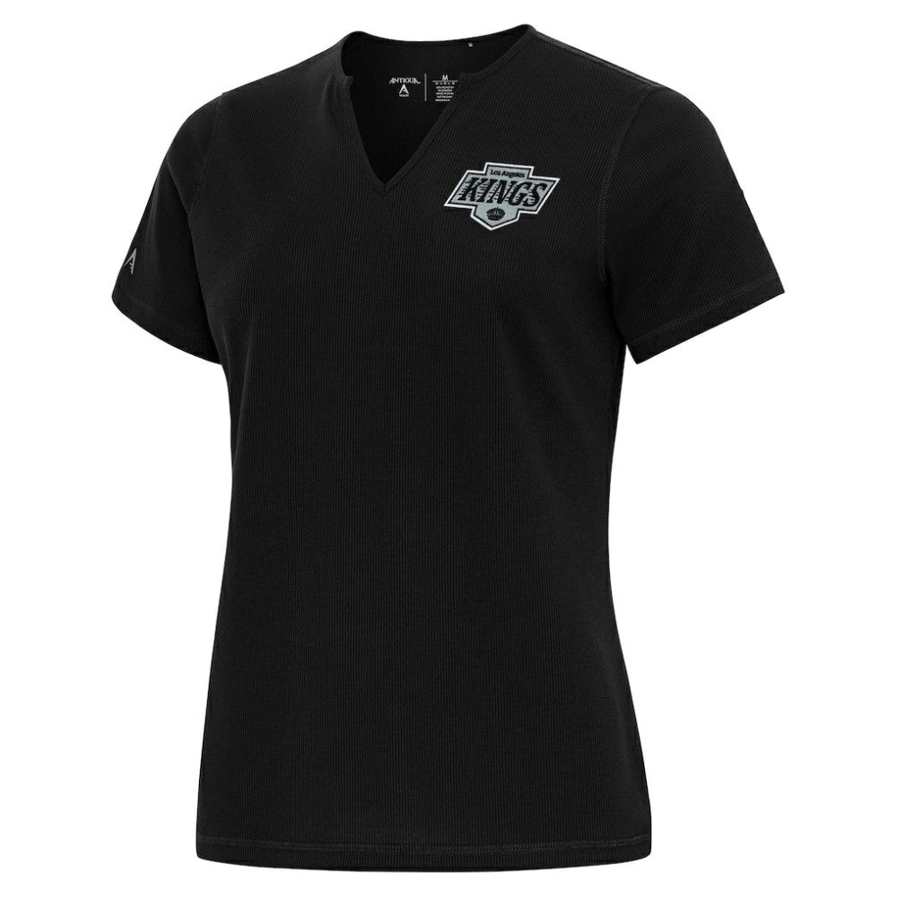 Los Angeles Kings Antigua Traveler Rib V-Neck T-Shirt - Black | NHL Lifestyle