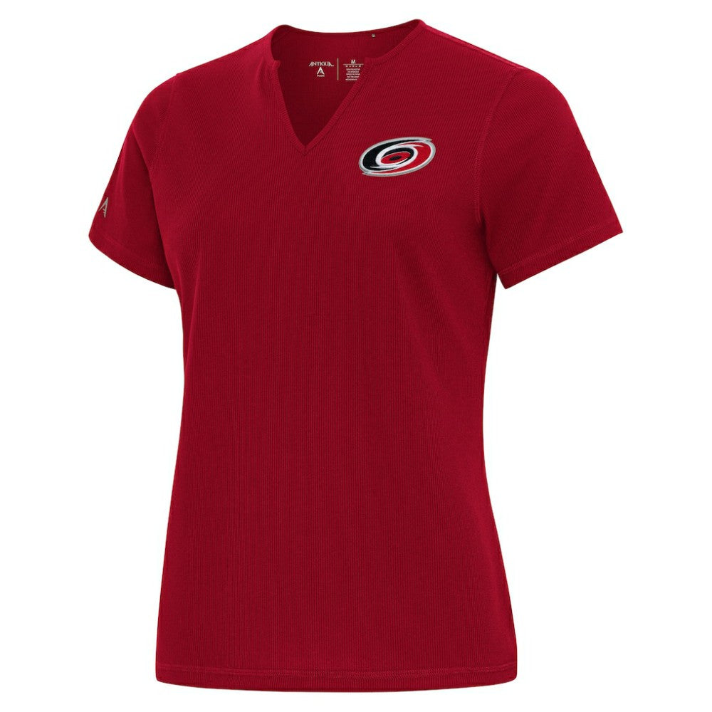 Carolina Hurricanes Antigua Traveler Rib V-Neck T-Shirt - Red | NHL Clearance