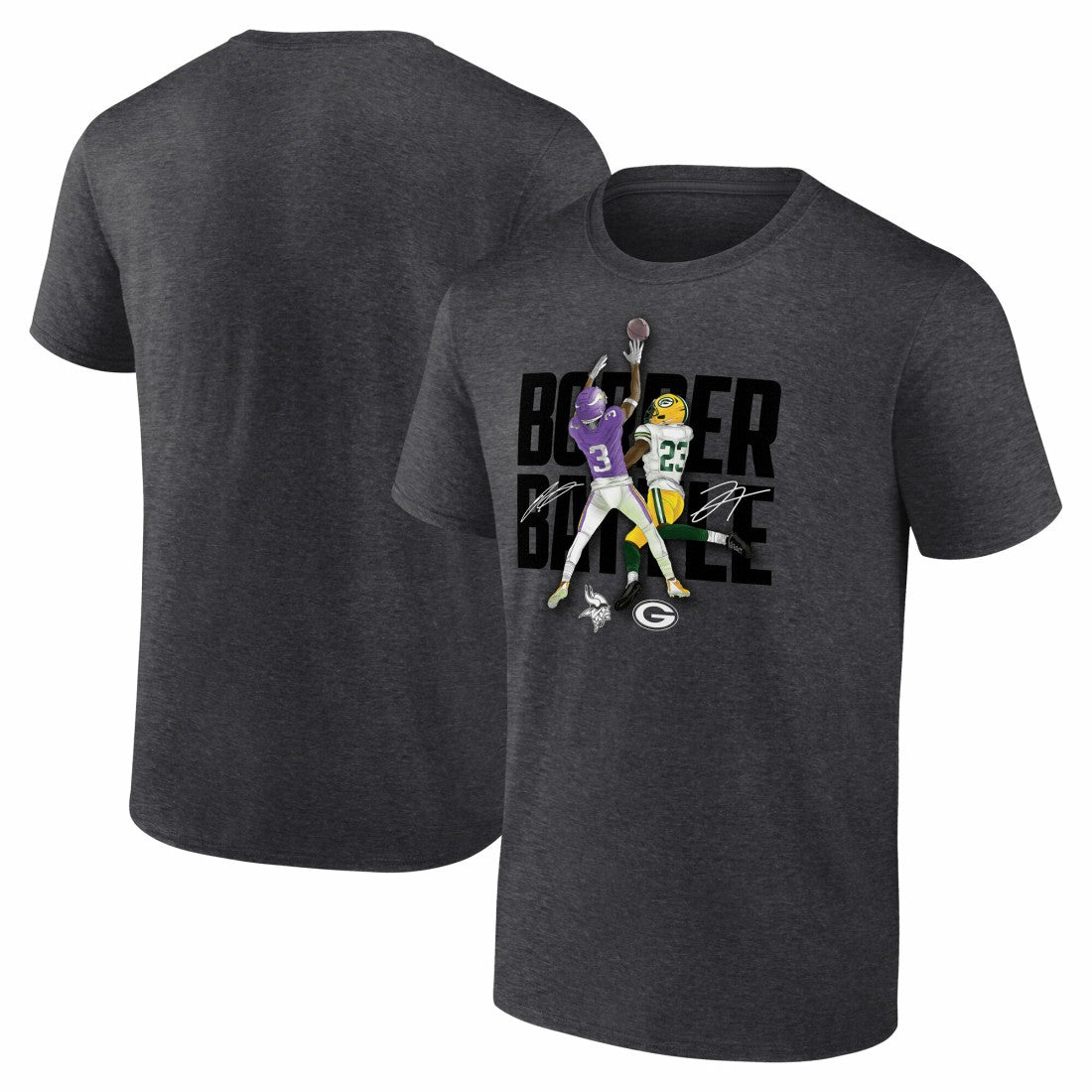Jordan Addison & Jaire Alexander Minnesota Vikings vs. Green Bay Packers Border Battle Player T-Shirt - Charcoal - Fanatics