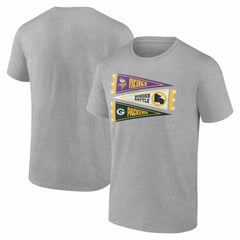 Minnesota Vikings vs. Green Bay Packers Border Battle Pennant T-Shirt - Heather Gray - Fanatics