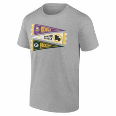 Minnesota Vikings vs. Green Bay Packers Border Battle Pennant T-Shirt - Heather Gray - Fanatics