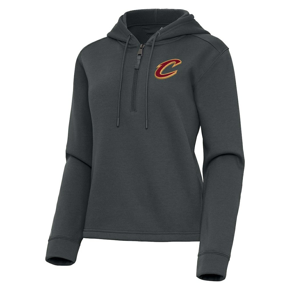 Cleveland Cavaliers Antigua Women's Contemporary Quarter-Zip Hoodie Pewter