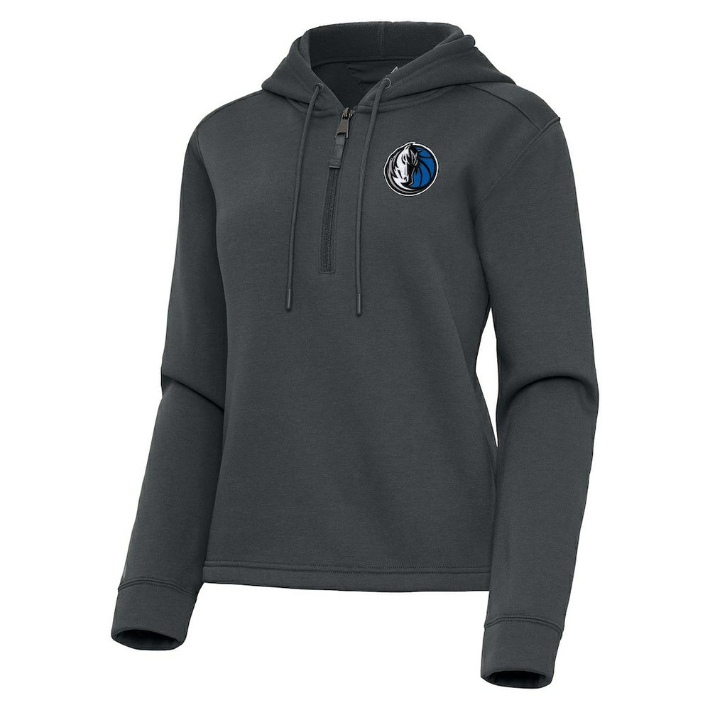 Dallas Mavericks Antigua Women's Contemporary Quarter-Zip Hoodie Pewter
