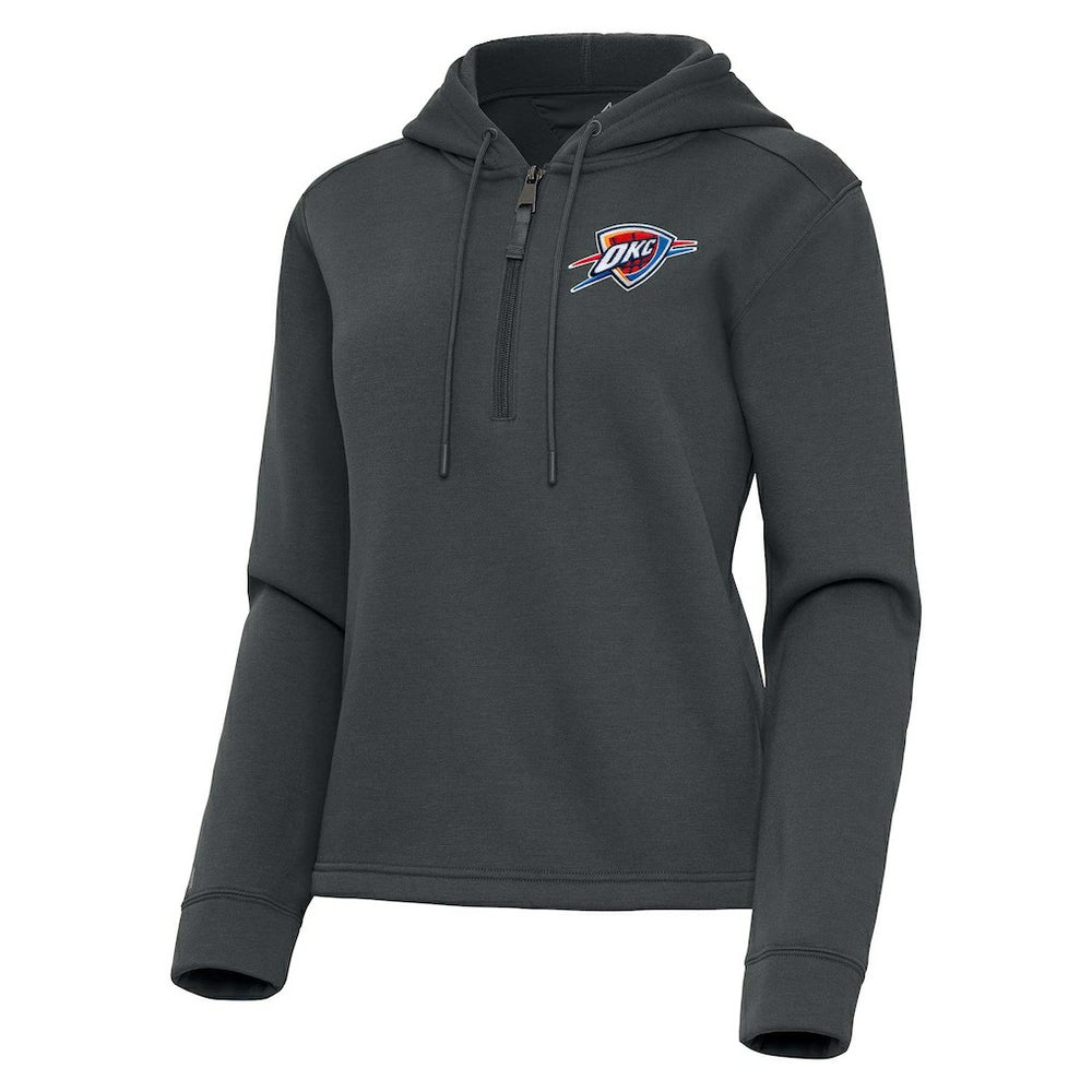 Oklahoma City Thunder Antigua Women's Contemporary Quarter-Zip Hoodie Pewter