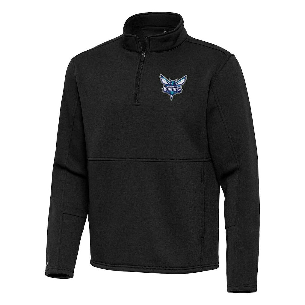 Charlotte Hornets Antigua Twist Quarter-Zip Pullover Top - Black