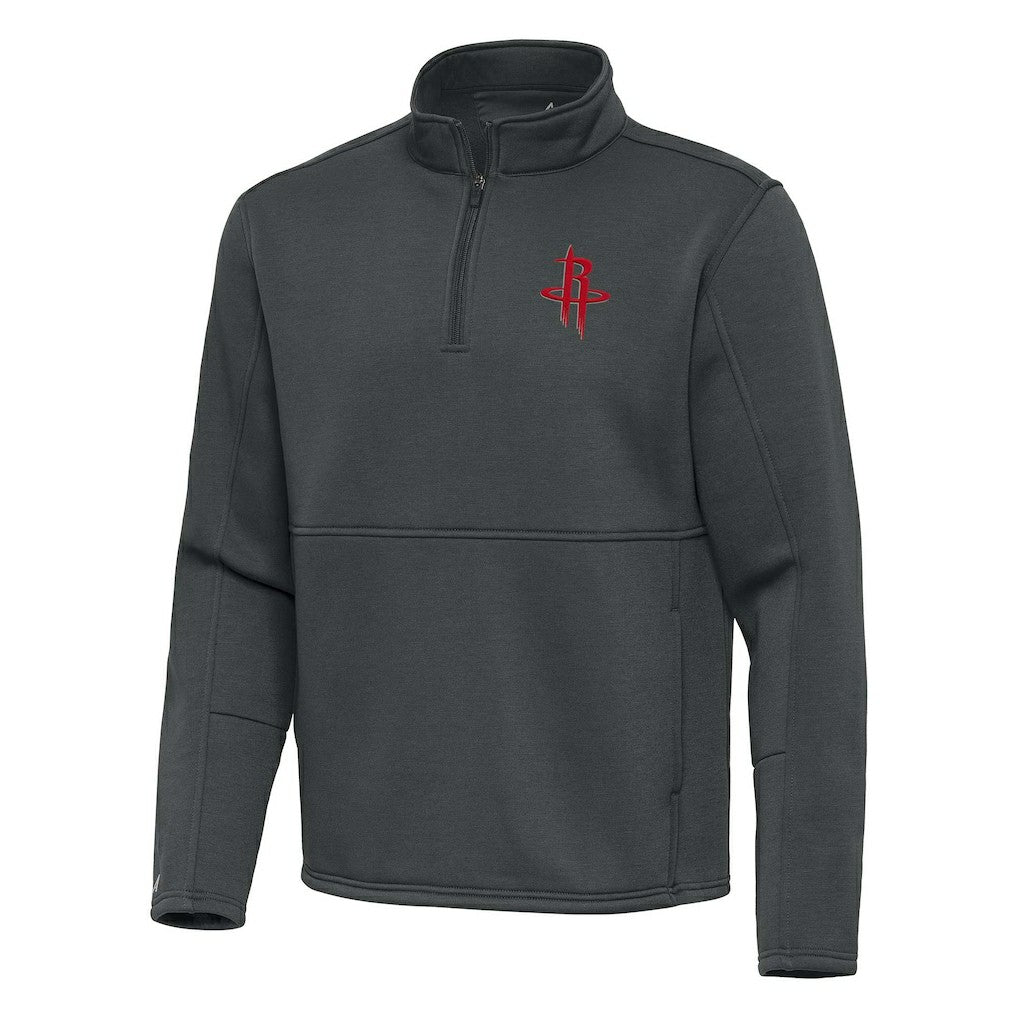 Houston Rockets Antigua Twist Quarter-Zip Pullover Top - Pewter