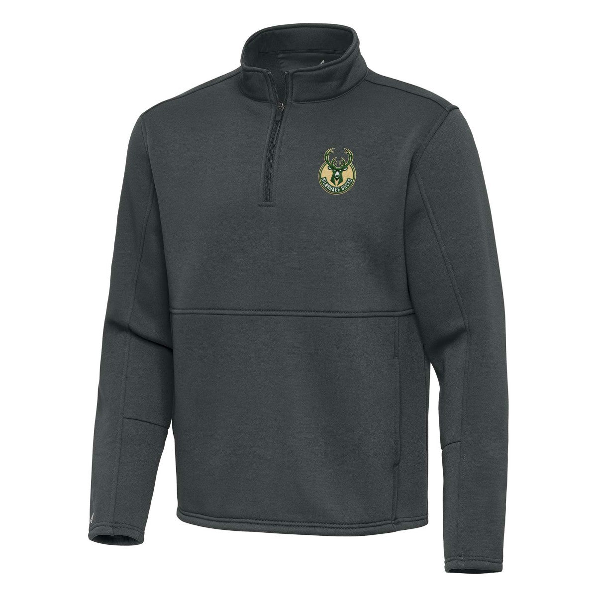 Milwaukee Bucks Antigua Twist Quarter-Zip Pullover Top - Pewter