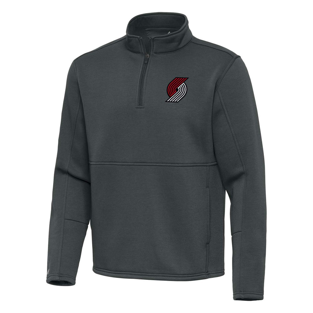 Portland Trail Blazers Antigua Twist Quarter-Zip Pullover Top - Pewter