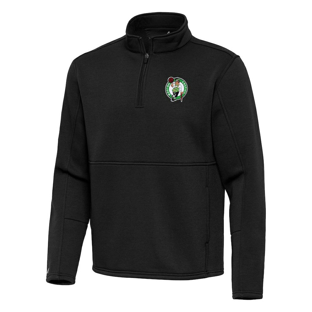 Boston Celtics Antigua Twist Quarter-Zip Pullover Top - Black