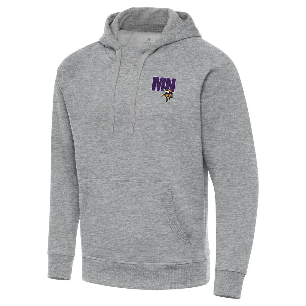 Men's Minnesota Vikings Antigua Victory Pullover Hoodie - Heather Gray - NFL