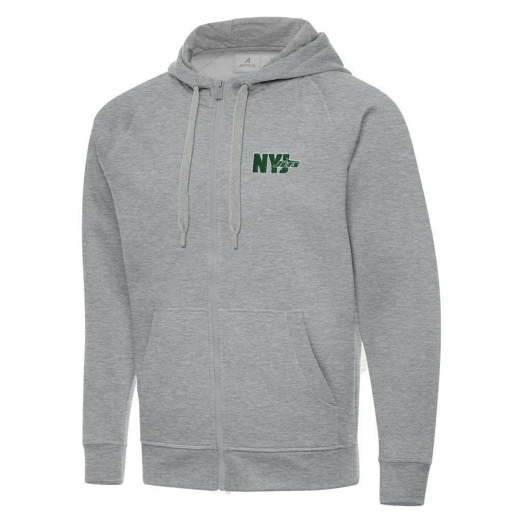 Men's New York Jets Antigua Victory Full-Zip Hoodie - Heather Gray - NFL