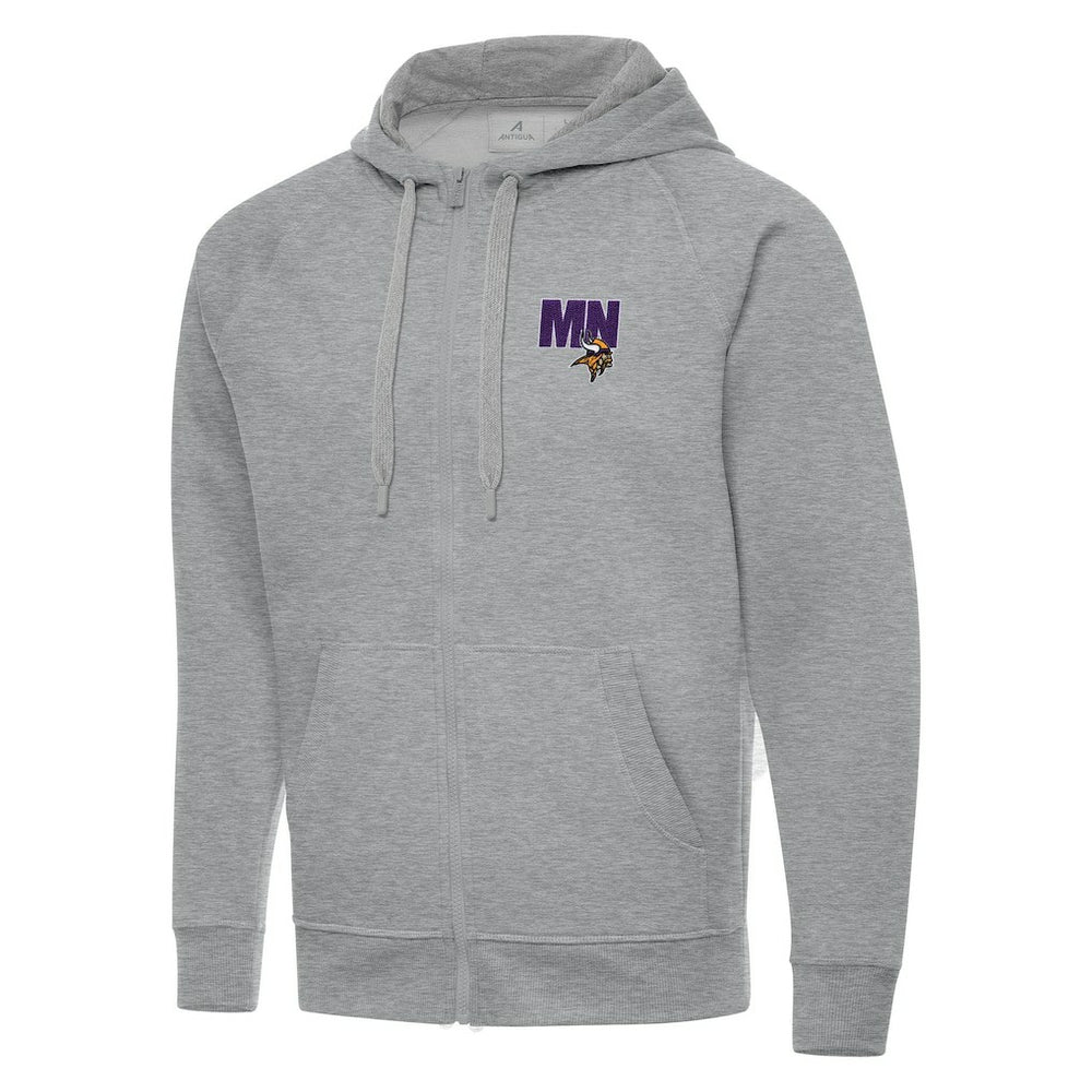 Men's Minnesota Vikings Antigua Victory Full-Zip Hoodie - Heather Gray - NFL