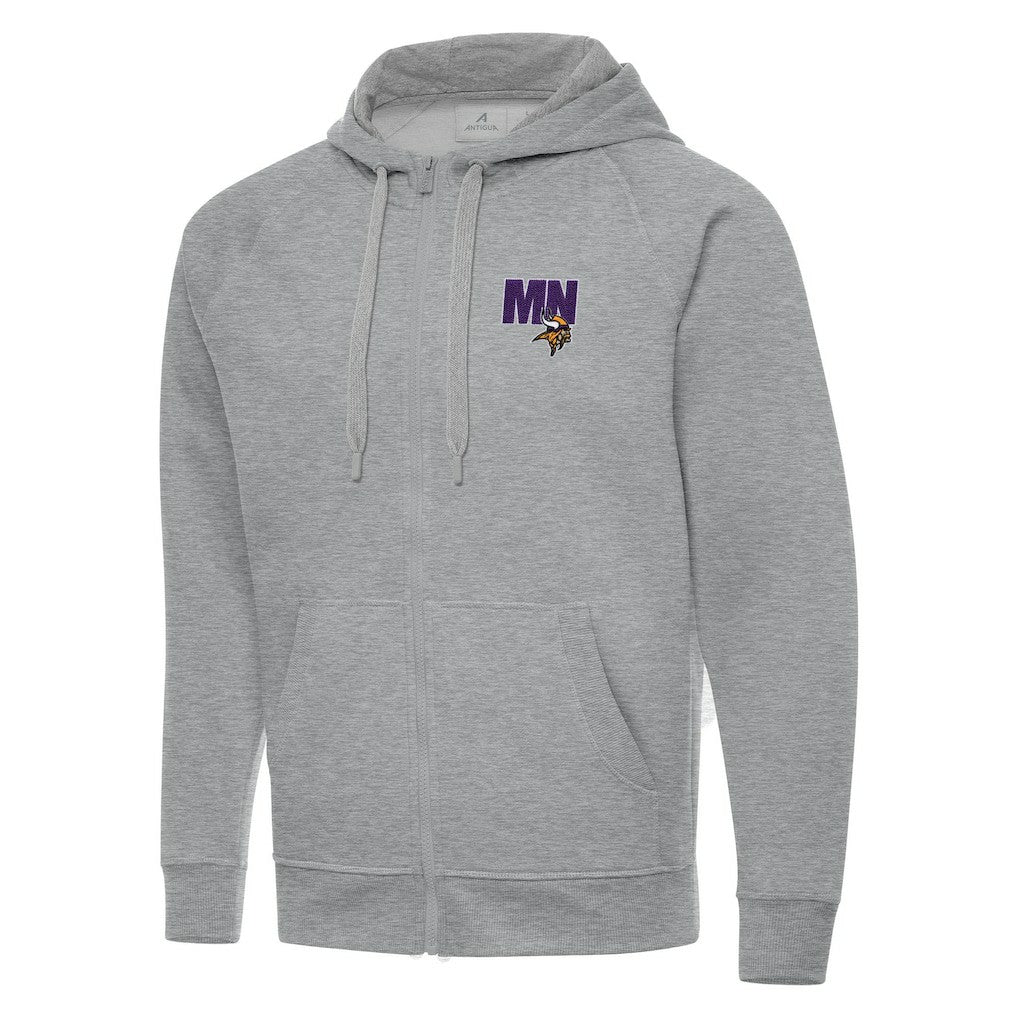 Men's Minnesota Vikings Antigua Victory Full-Zip Hoodie - Heather Gray - NFL