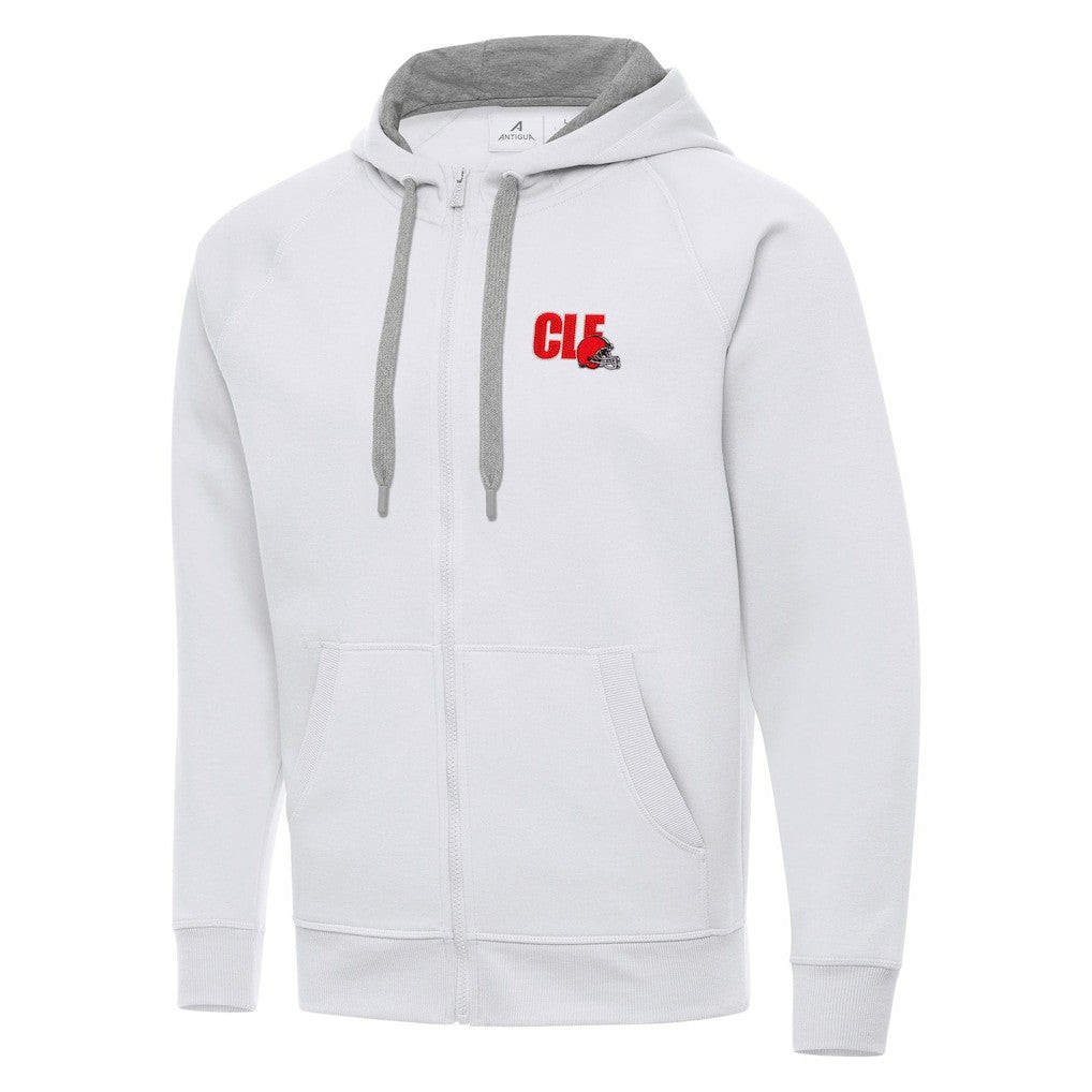 Men's Cleveland Browns Antigua Victory Full-Zip Hoodie - White - NFL