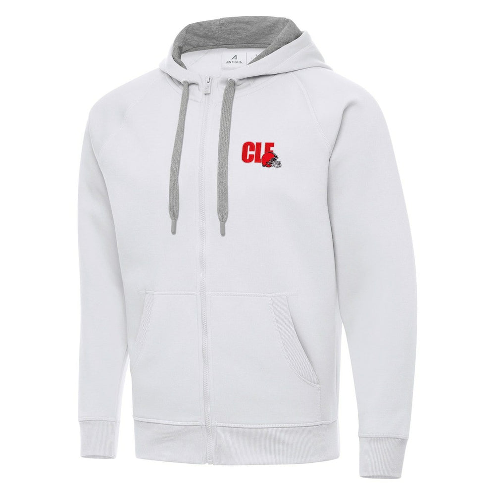 Men's Cleveland Browns Antigua Victory Full-Zip Hoodie - White - NFL