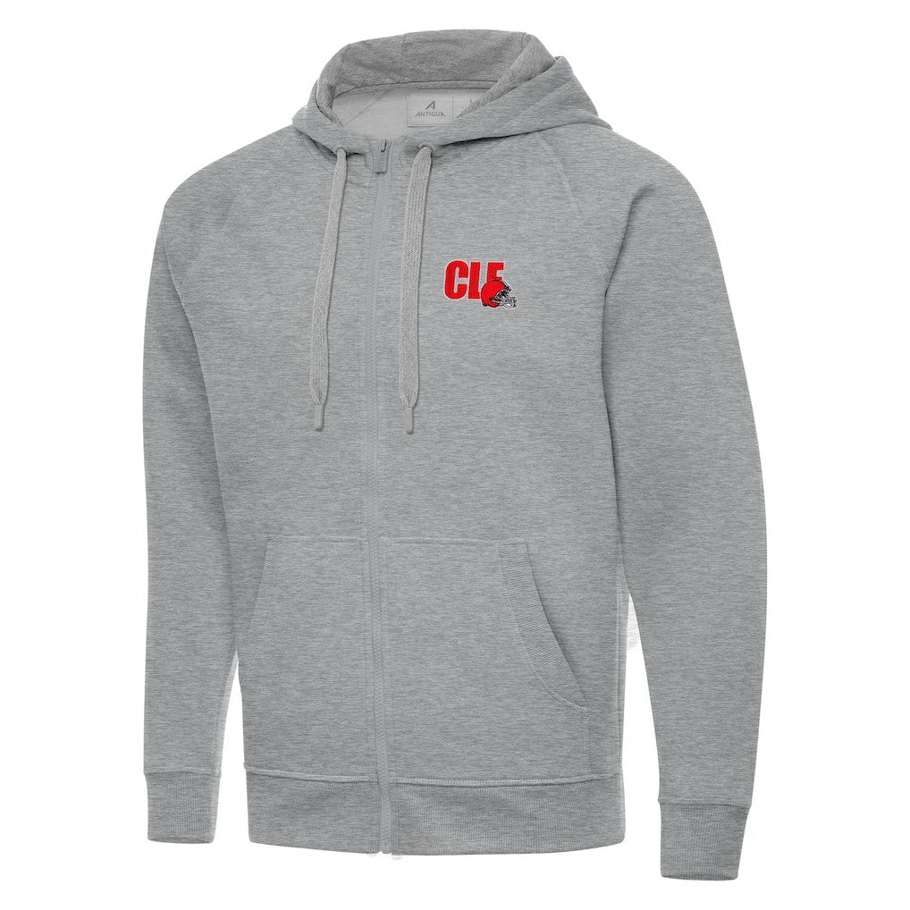 Men's Cleveland Browns Antigua Victory Full-Zip Hoodie - Heather Gray - NFL